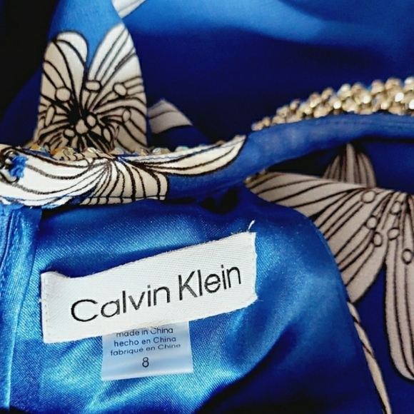 FIRM Calvin Klein Flower Pattern Halter Dress - Picture 6 of 9